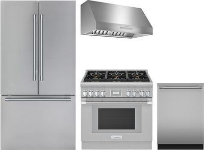 Front view of the Thermador® 4 Piece Stainless Steel Kitchen Package