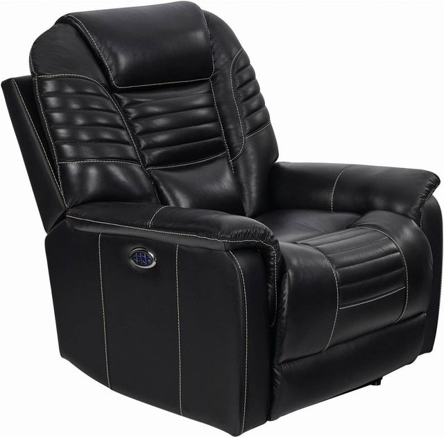 Coaster® Black Upholstered Power^3 Recliner With Power Headrest-1