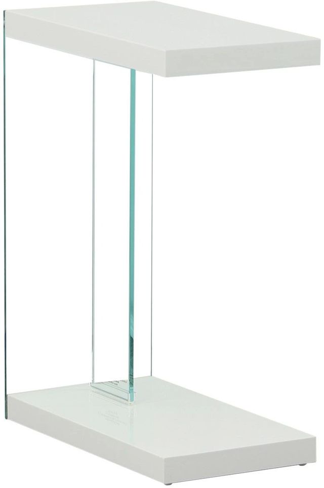 Steve Silver Co. Elaina Glossy White Chair Side End Table with Clear Frame-0