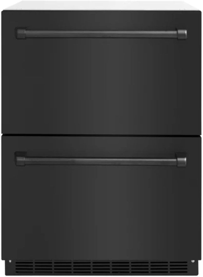 ZLINE 24 in. Touchstone 168 Can Outdoor-Rated Dual Refrigerator Drawer with Black Stainless Steel Doors
