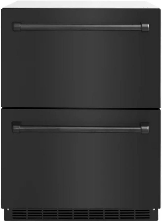 ZLINE 24 in. Touchstone 168 Can Outdoor-Rated Dual Refrigerator Drawer with Black Stainless Steel Doors-0