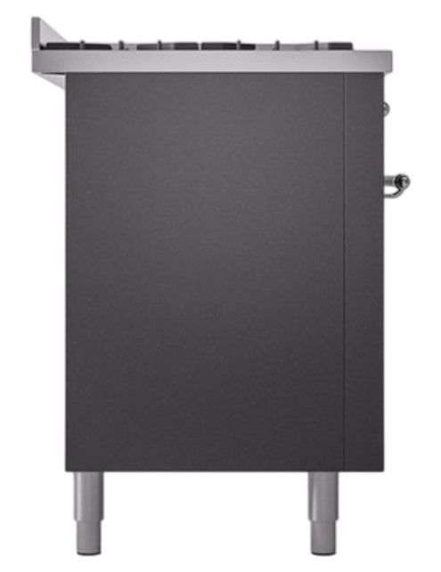 Ilve® Nostalgie II Noblesse 60'' Graphite Matte Pro Style Dual Fuel Range with Chrome Trim-2