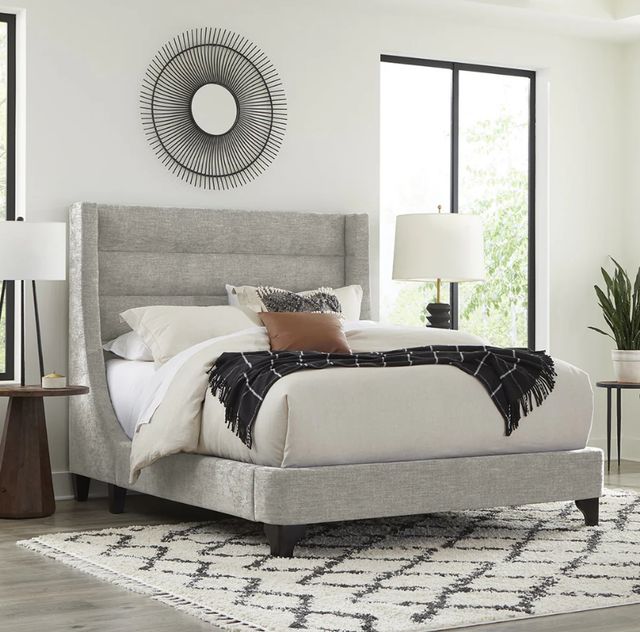 Parker House® Jacob Luxe Light Gray Queen Upholstered Panel Bed-1