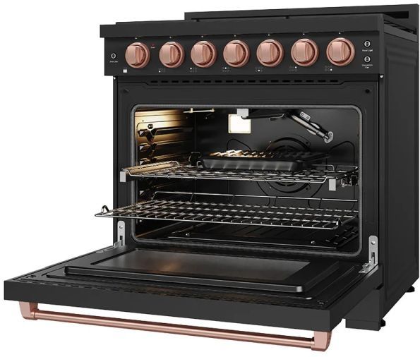 Thor Kitchen® Gordon Ramsay 36" Black/Rose Gold Freestanding Pro Style Gas Range with Precision Knob-4