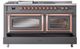 Ilve® Nostalgie II Noblesse 60'' Graphite Matte Pro Style Dual Fuel Range with Copper Trim-3