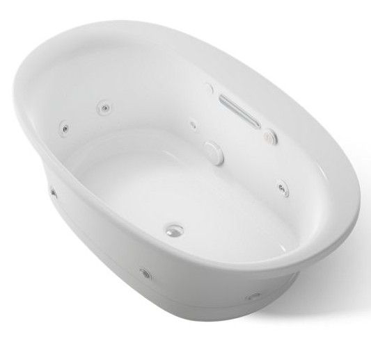KOHLER® Underscore® Biscuit 60" x 36" Drop-In Heated BubbleMassage™ Air Bath with Whirlpool-0