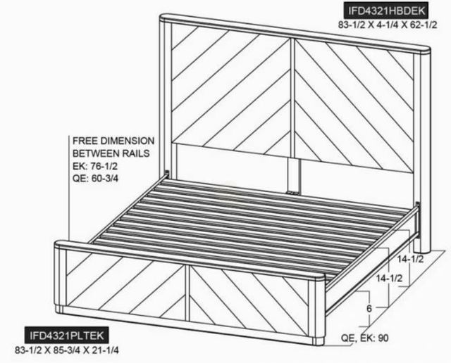 International Furniture Direct Balam Stained White Eastern King Panel Bed-2