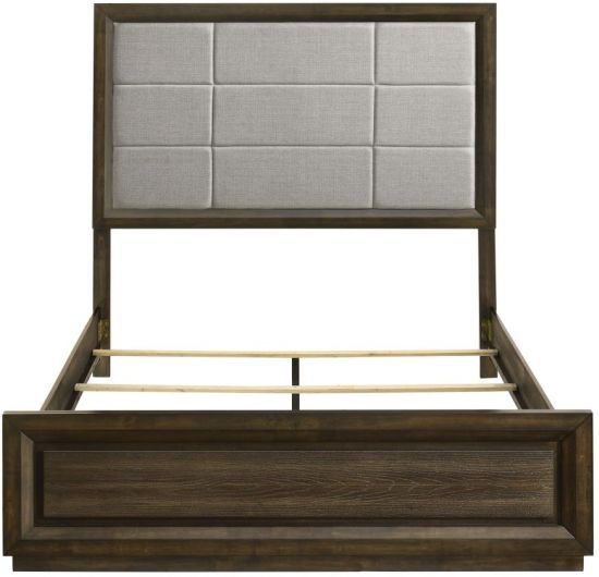 Coaster® Atlas Dark Oak/Gray California King Upholstered Panel Bed-3