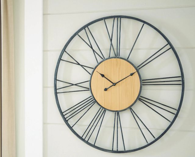 Signature Design by Ashley® Brockett Black/Natural Wall Clock-1