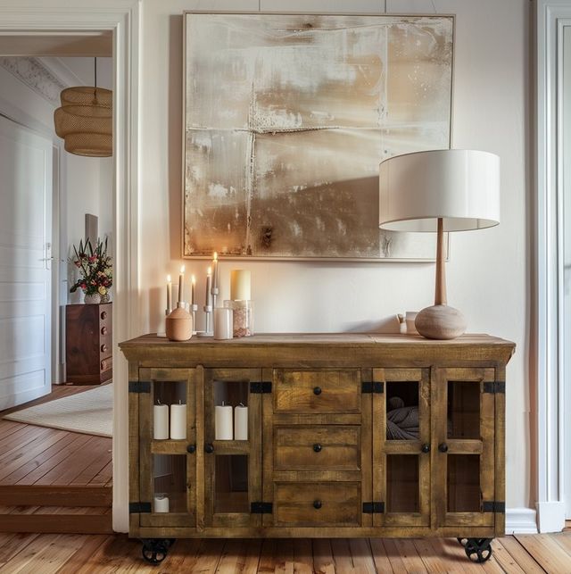 YHD Natural Mobile Sideboard-1