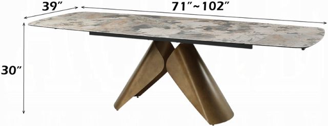 ACME Furniture Malika Ceramic Top Dining Table with Copper Cross Brushed Base-2