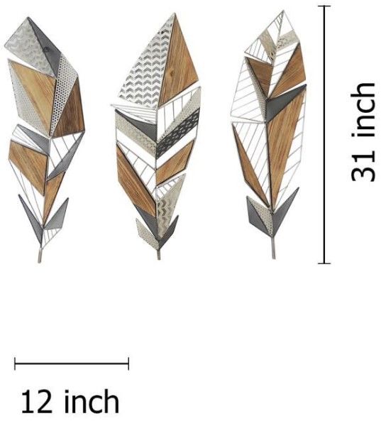 Classy Living 3-Piece Industrial Feathers Wall Decor Set-2