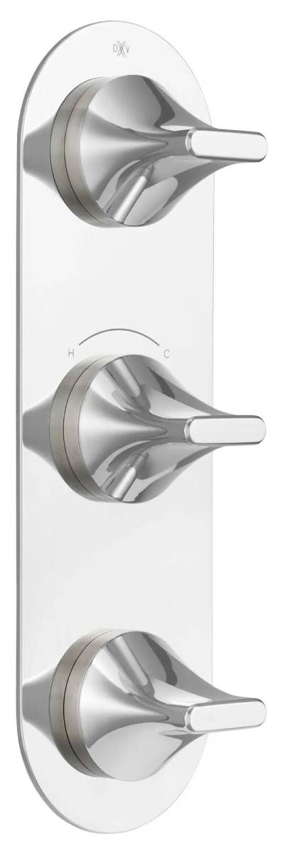DXV Modulus Polished Chrome 3-Handle Thermostatic Valve Trim Only-0
