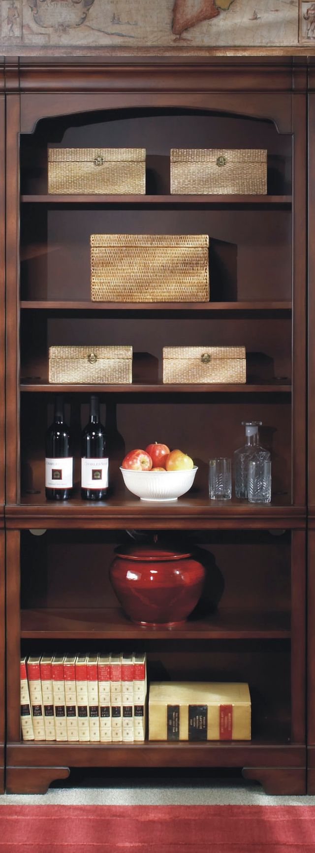 Aspenhome® Richmond Brown Burgundy Open Bookcases-0