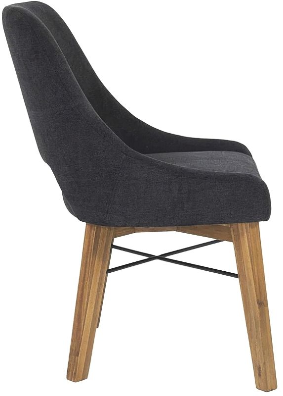 LH Home Gia Graphite Grey/Warm Pecan Curved Dining Chair-4