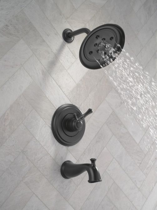 Delta Cassidy® 17 Series Matte Black Tub Shower Trim-4