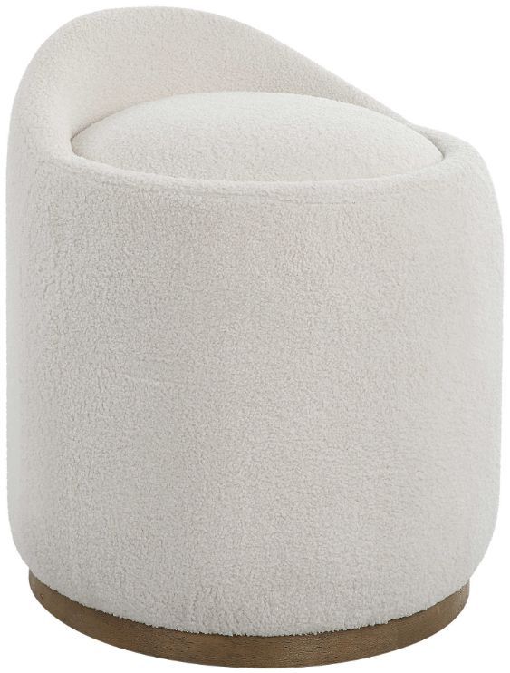 Uttermost® Swirl White Swivel Sheepskin Ottoman-0