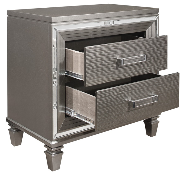 Homelegance® Tamsin Gray/Silver Metallic Nightstand-3