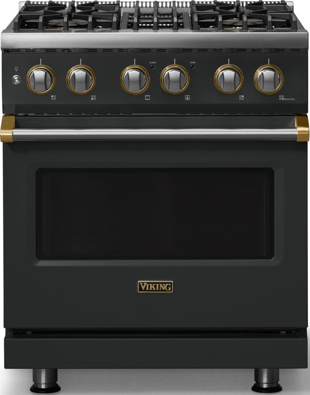 Viking® 5 Series 30" Antique Bronze Pro Style Dual Fuel (LP) Range with Brushed Brass Trim-0
