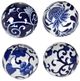 A & B Home Aline 4-Piece Blue/White Decorative Spheres Set-0