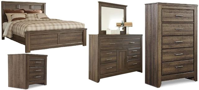 Signature Design by Ashley® Juararo 5-Piece Dark Brown King Panel Bed Set-0