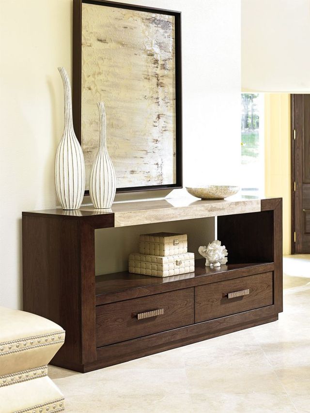 Lexington Home Lauren Canyon Estrada Brown Media Console with White Top-1