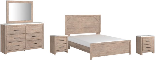 Signature Design by Ashley® Senniberg 5-Piece Light Brown/White Queen Panel Bed Set-0