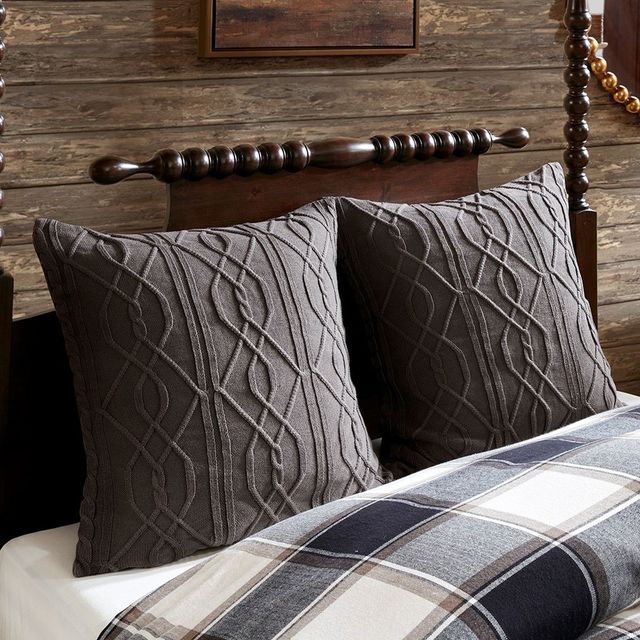 Olliix by Madison Park Signature Brown King Urban Cabin Cotton Jacquard Comforter Set-3