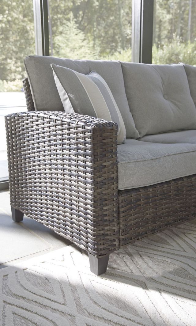 Signature Design by Ashley® Cloverbrooke 4-Piece Gray Outdoor Aluminum/Wicker Conversation Set-3