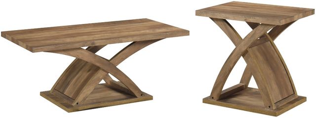 Mazin Furniture Higgins Faux Rustic Qak End Table-2