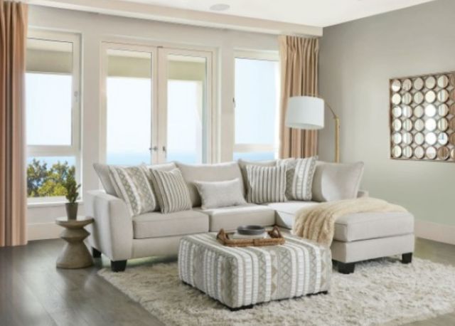 Furniture of America® Clapham Beige/Ivory Ottoman-1