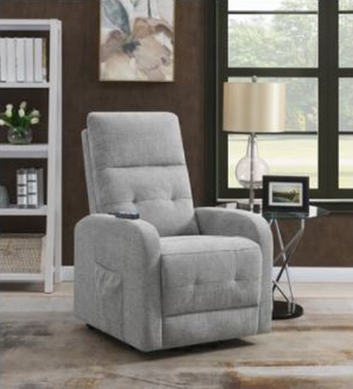 Coaster® Howie Grey Tufted Upholstered Power Lift Recliner-5