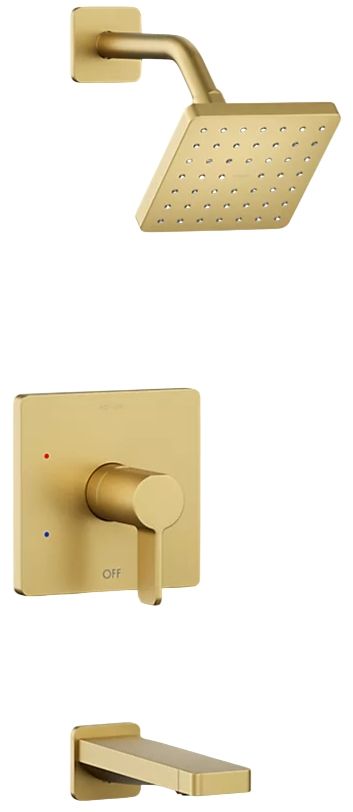 KOHLER® Parallel® Rite-Temp® Vibrant Brushed Moderne Brass 2.5 GPM Bath and Shower Trim Kit-0
