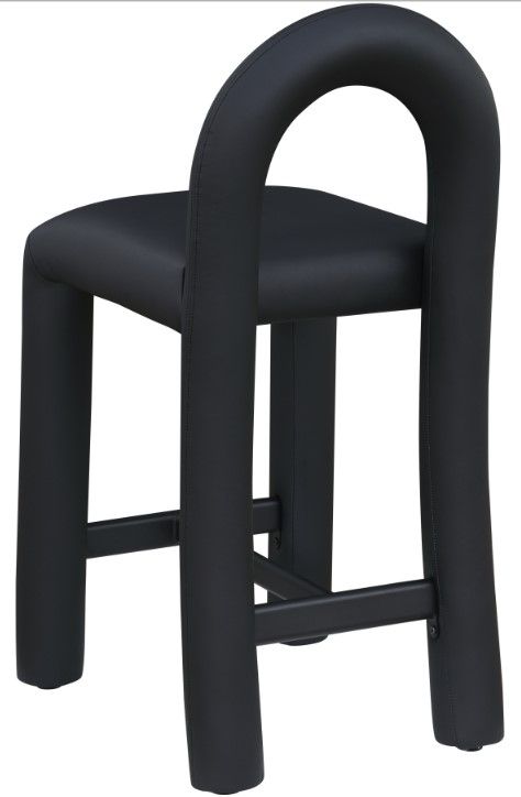Meridian Furniture Amari Black Vegan Leather Upholstered Counter Stool-4