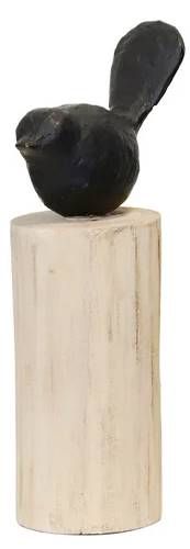 StyleCraft Black Birds Sitting on Beige Log Sculpture-3