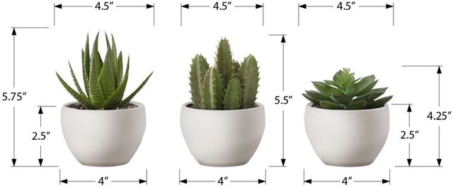 Monarch Specialties Inc. 3-Piece Green Artificial Succulent Plant Set with White Pot-2