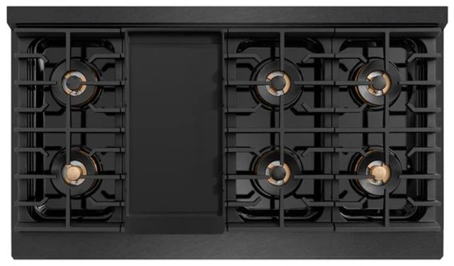 ZLINE Autograph Edition Paramount 48" 6.7 Cu. Ft. Black Satin Stainless Steel Gas Range with 8 Burner DuoPro™ Cooktop and Dual Oven with Champagne Bronze Accent-3