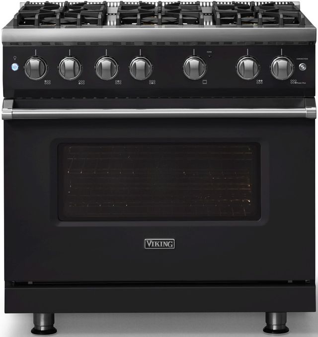 Viking® 5 Series 36" Onyx Pro Style Gas (NG) Range with Polished Chrome Trim-3