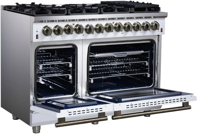 FORNO® Massimo Series Alta Qualita 48" White Pro Style Dual Fuel Range-4