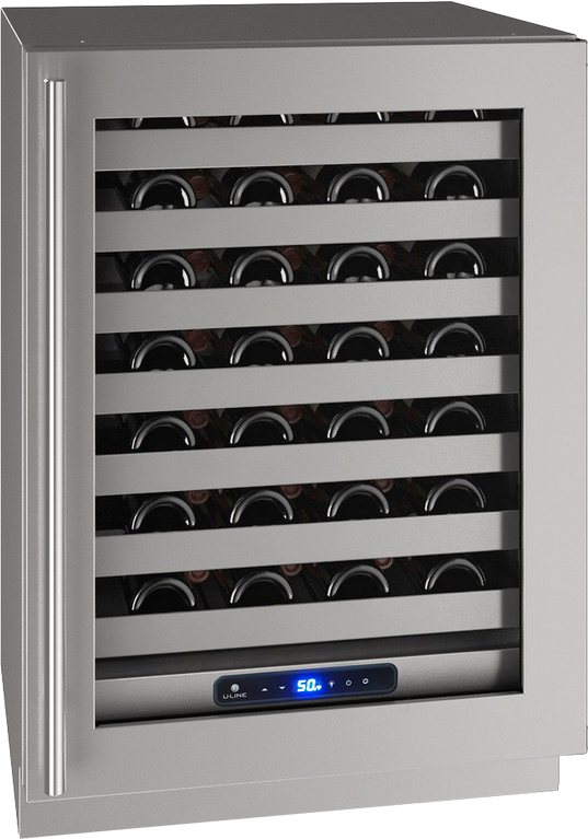 U-Line 5 Class Collection 24” 5.2 Cu. Ft. Stainless Steel Wine Cooler with Reversible Hinge Glass Door-0