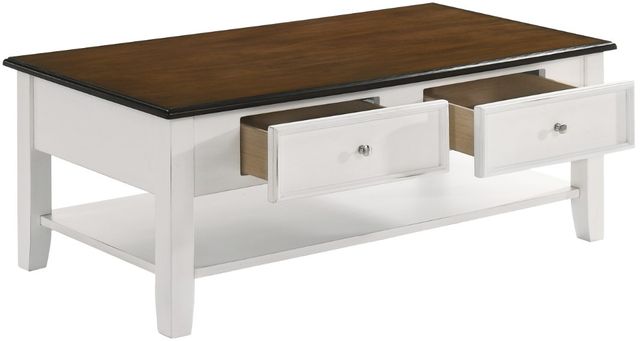 New Classic® Home Furnishings Evander Cream Coffee Table with Brown Top -3