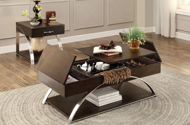 Homelegance® Tioga Espresso Lift-Top  Cocktail Table with Chrome Metal Frame  -1