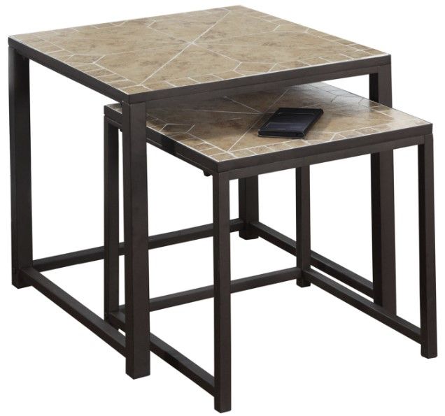 Monarch Specialties Inc. 2-Piece Terracotta Brown Nesting Table Set-0