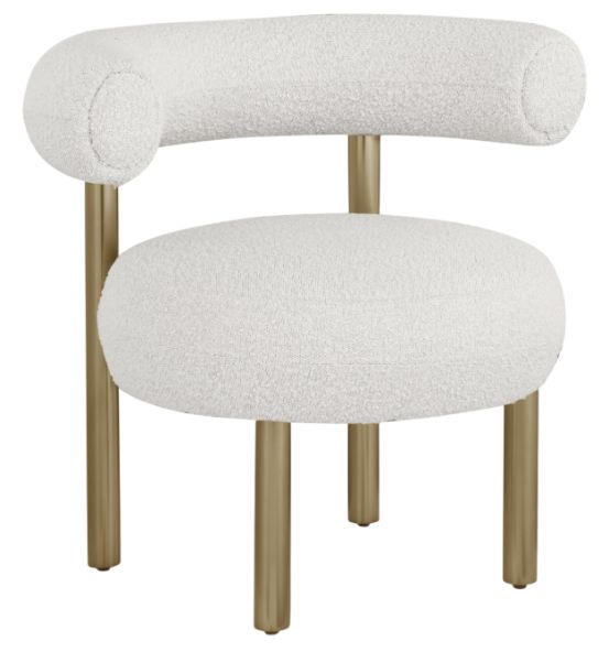 Meridian Furniture Bordeaux Cream/Brushed Brass Boucle Fabric Accent Chair-0