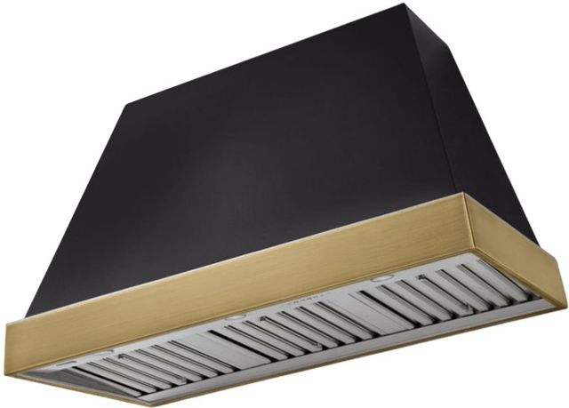 AGA Euclid 48" Matte Black Wall Mounted Range Hood  with Antique Brass Trim-0
