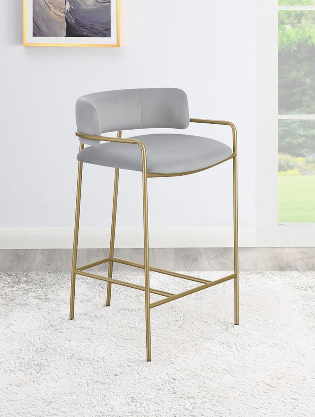 Coaster® Comstock Grey Upholstered Low Back Stool-2