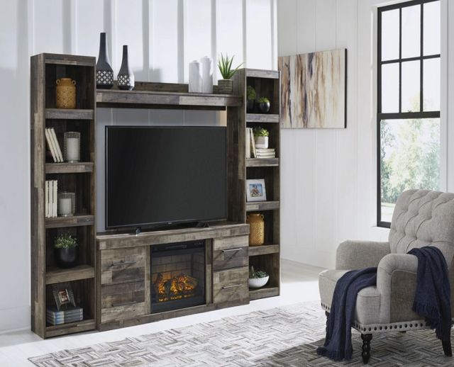 Signature Design by Ashley® Derekson 4-Piece Multi Gray Entertainment Center with Electric Fireplace-6