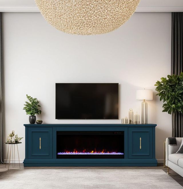 Legends Home Jordan Denim Blue 82" Fireplace Console-1