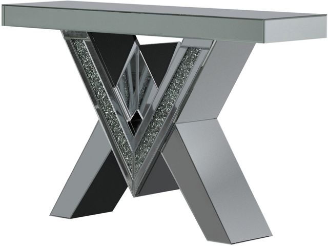 Coaster® Taffeta Glass Top Sofa Table with Silver V-Shaped Base