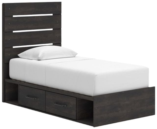 Signature Design by Ashley® Hollivern Dark Gray Twin Panel Bed with Storage-0